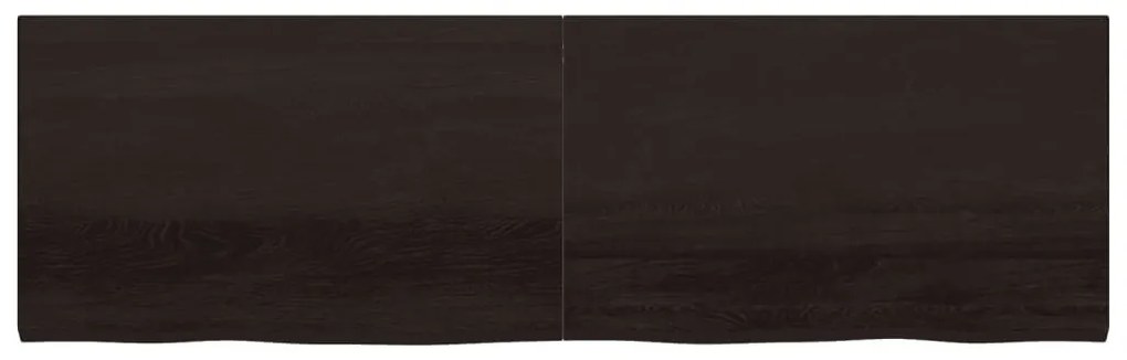 sötétbarna kezelt tömör tölgyfa fali polc 200 x 60 x (2-4) cm