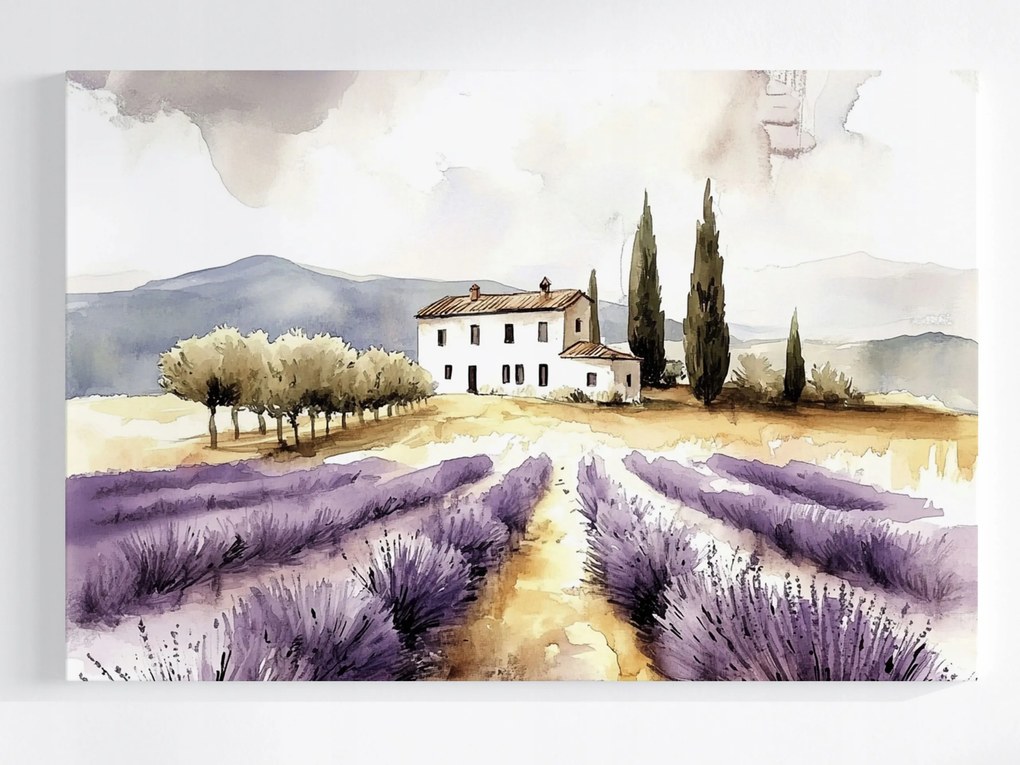 Vászonkép Canvas Tájkép Toszkána Olaszország Ház Levendula Kilátás 120x80