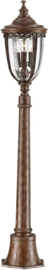 ELSTEAD FE-EB4-M-BRB ENGLISH BRIDLE Klasszikus Kültéri Állólámpa Antik Bronz, Átlátszó E14 IP44