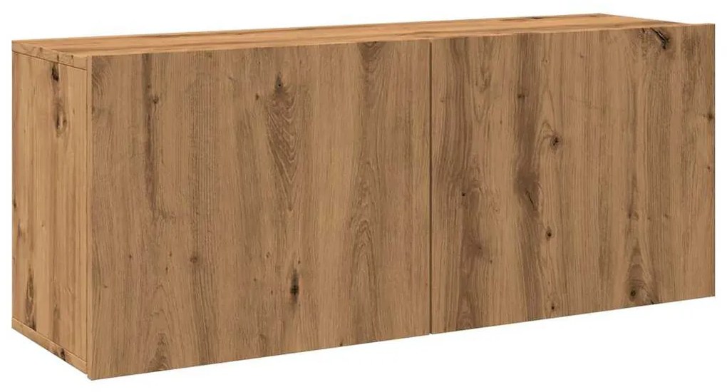 kézműves tölgy színű falra szerelhető TV-szekrény 100x30x41 cm