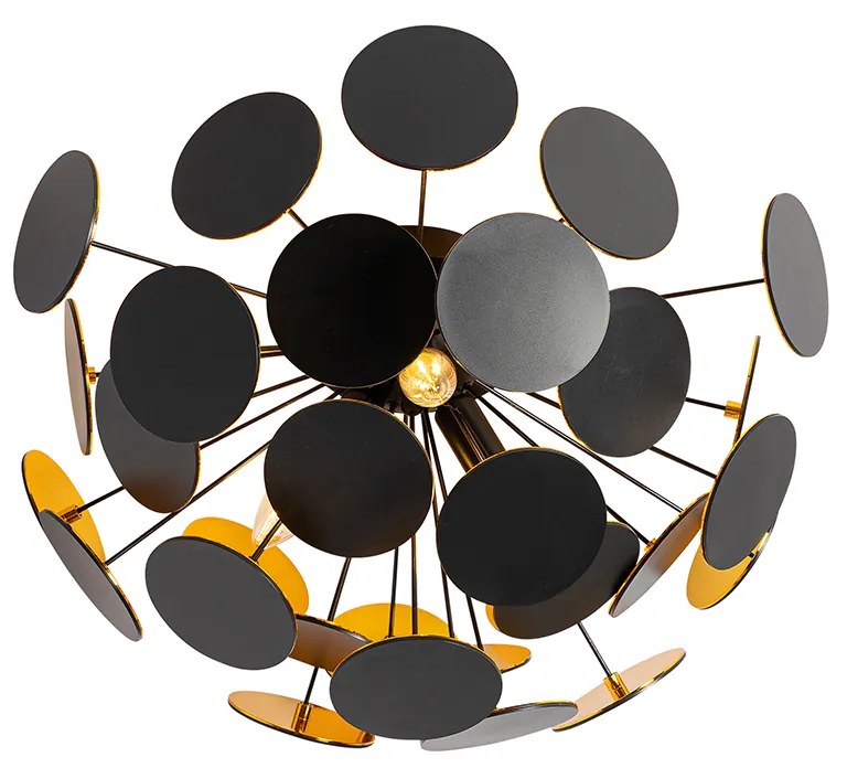 Design mennyezeti lámpa fekete arannyal 54cm 3-lámpás - Cerchio