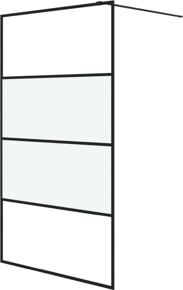 vidaXL fekete selyemmatt ESG üveg zuhanyfal 115 x 195 cm