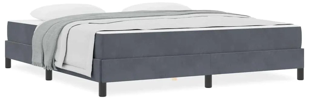 Boxspring ágy matraccal Sötétszürke 180 x 200 cm Bársony