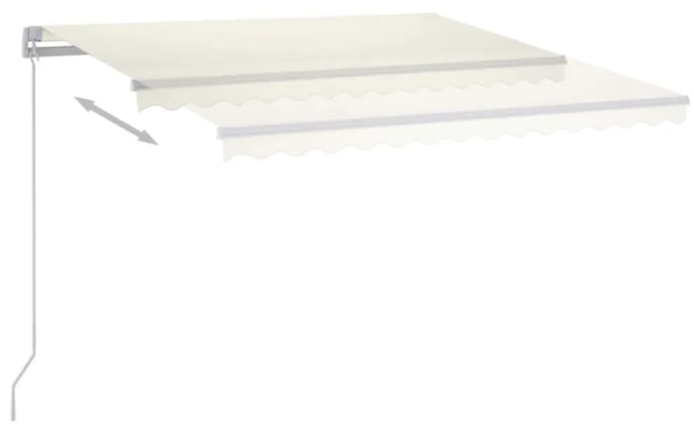 krémszínű kézzel kihúzható LED-es napellenző 350 x 250 cm