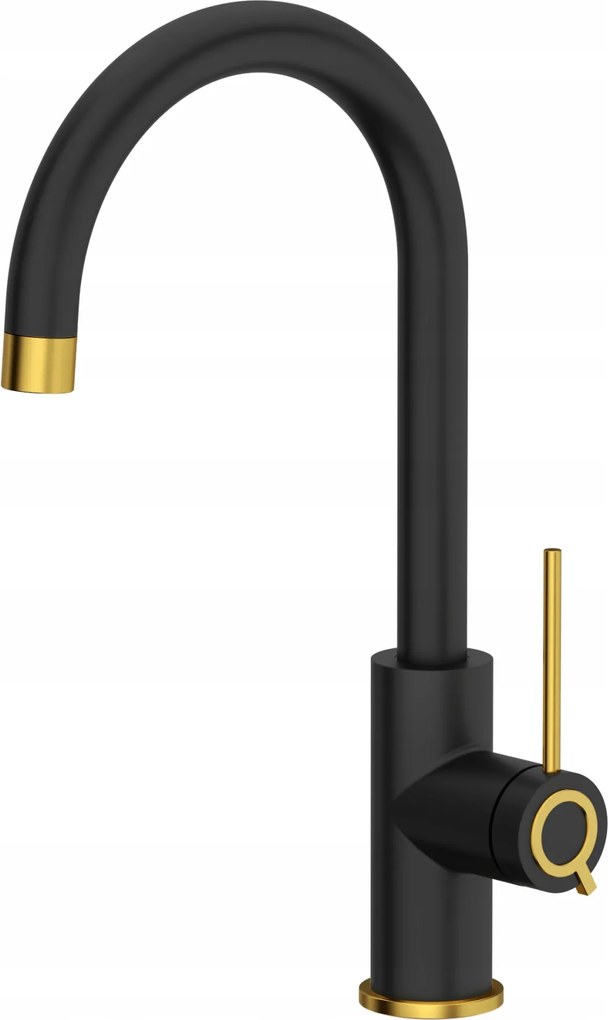 Konyhai Álló Csaptelep Arany-fekete Magas Kifolyócsővel Szett