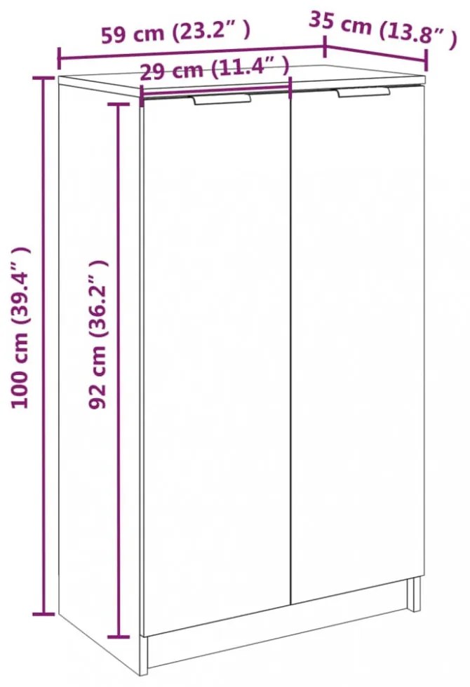betonszürke szerelt fa cipősszekrény 59 x 35 x 100,5 cm