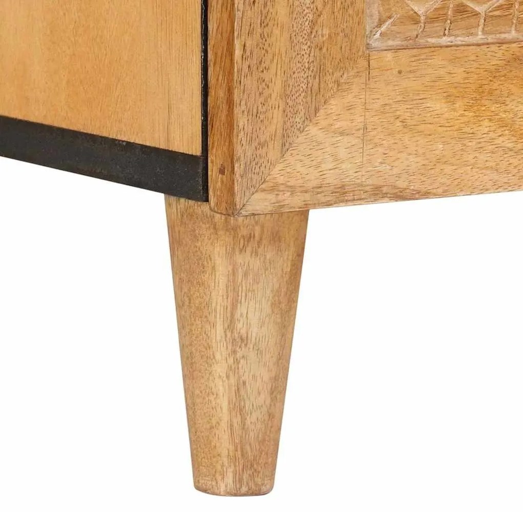 TV szekrény fiókkal Világosbarna 100 x 33 x 46 cm tömör mangófa