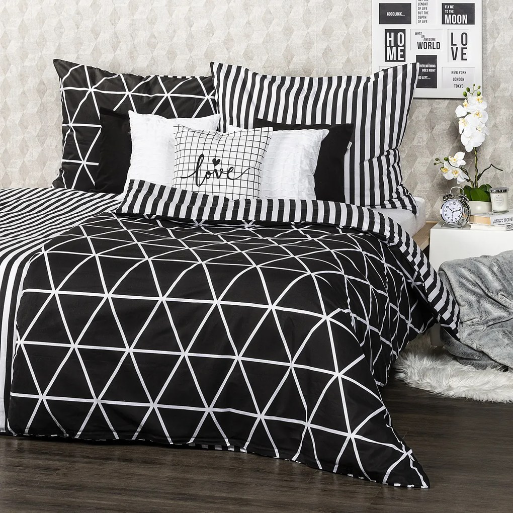 4Home Galaxy pamut ágynemű, fekete, 160 x 200 cm, 70 x 80 cm