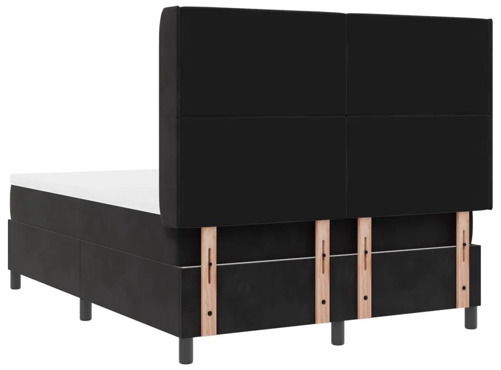 Box Spring Ágy Matraccal & LED Fekete 140x190 cm Bársonyos