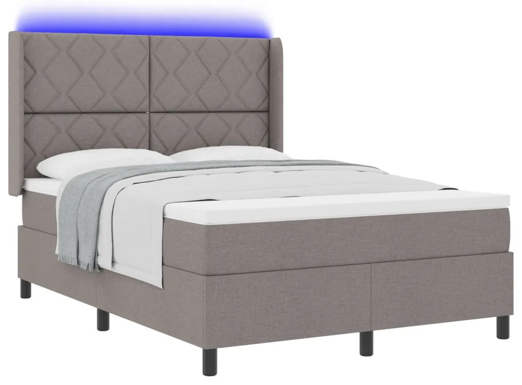Boxspring Ágy Matraccal és LED-del Bézs 140x190 cm Szövet