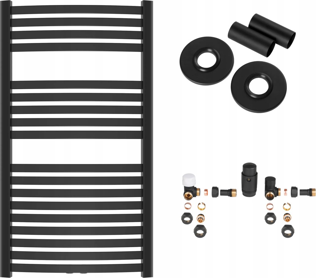 Fekete létra radiátor fürdőszobába, tartozékokkal