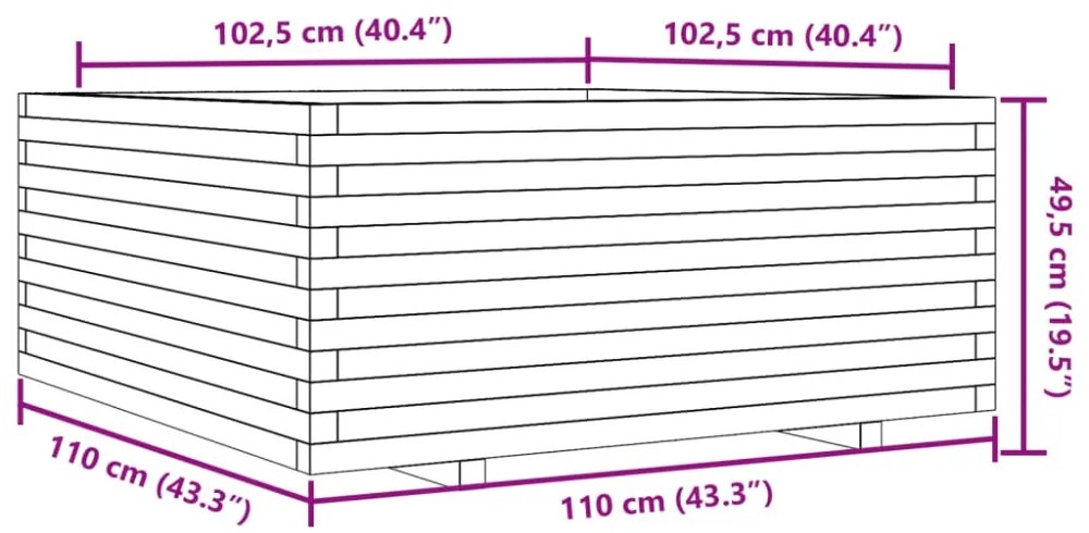 viaszbarna tömör fenyőfa kerti virágtartó 110 x 110 x 49,5 cm