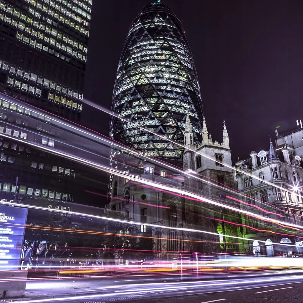 Poszter 30x30cm Kilátás Londonra éjszaka, Assaf Frank
