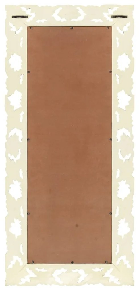 kézzel faragott fehér tömör mangófa tükör 110 x 50 cm