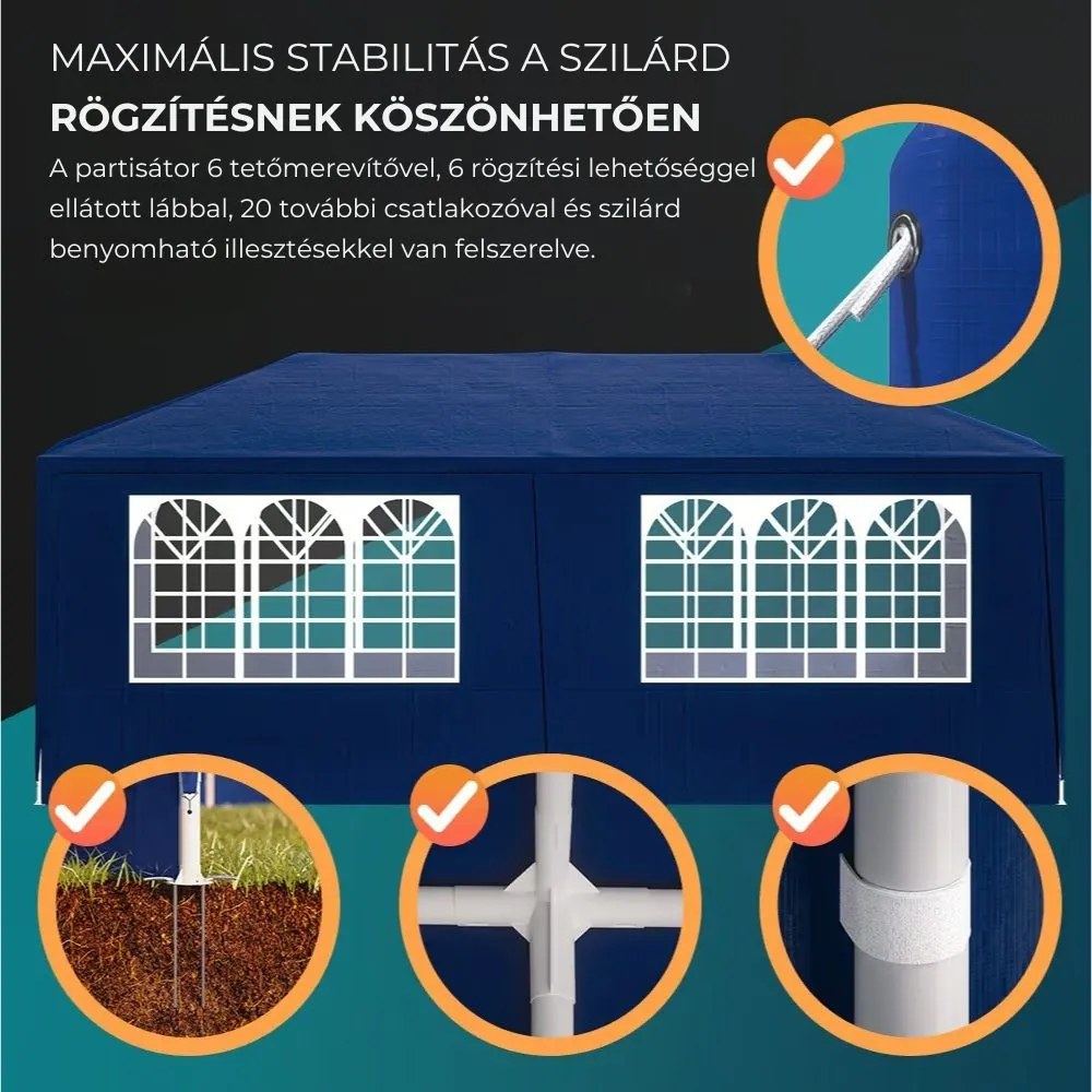 NEAPOL rendezvénysátor, 3x6m, kék Jurhan