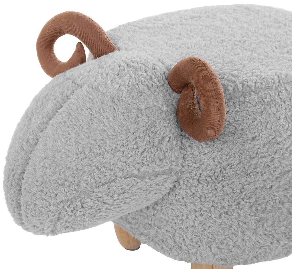 Szürke szövet állatos puff 61 x 36 cm LAMB Beliani