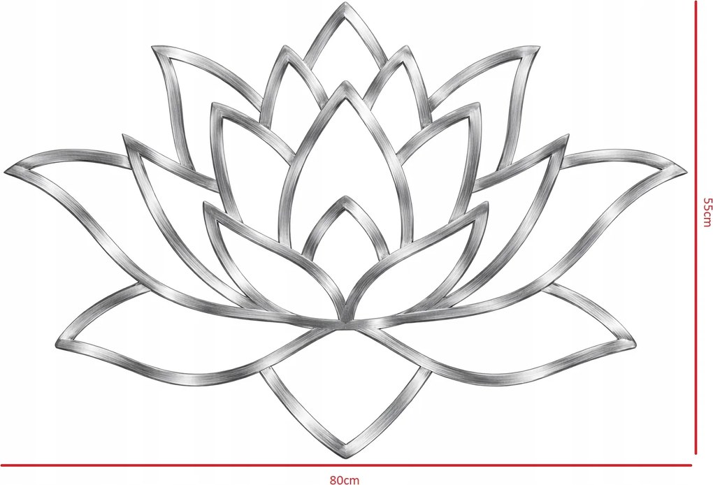 Modern fali dekoráció lótuszvirág rozsdamentes acél 80x55cm Glamour Loft