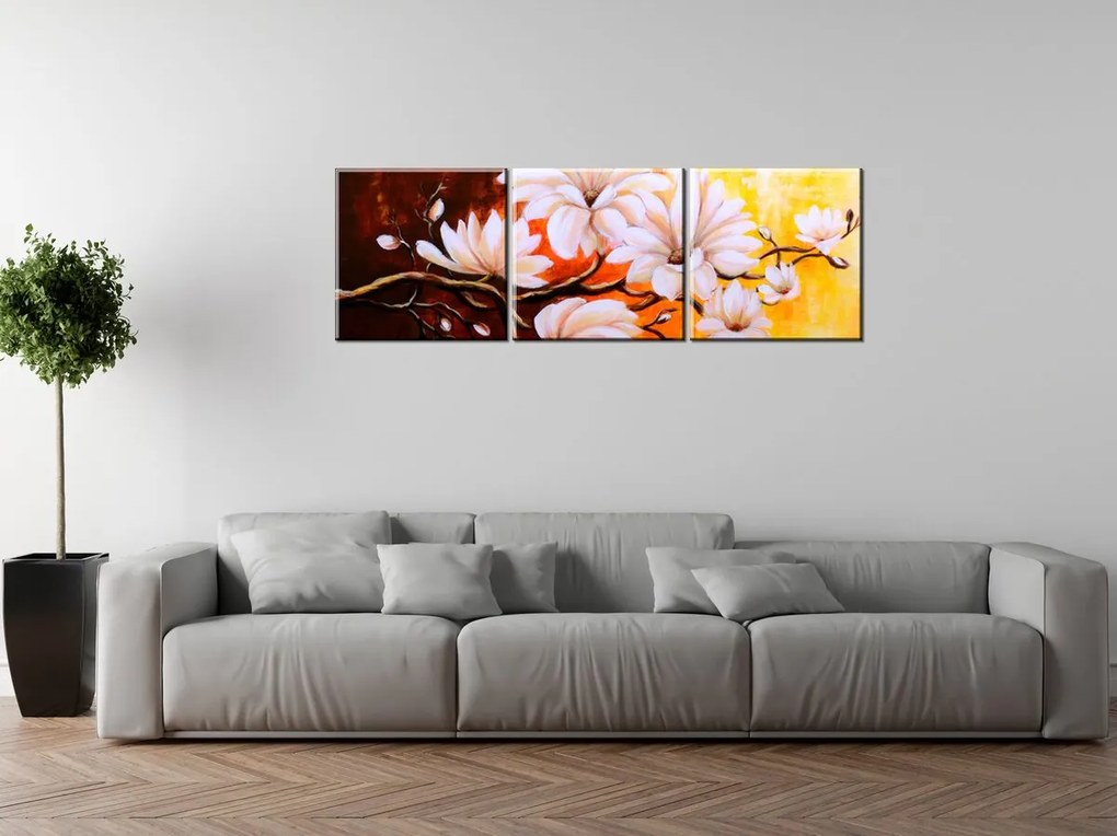 Gario Vászonkép Színes magnóliák - 3 részes Méret: 90 x 70 cm