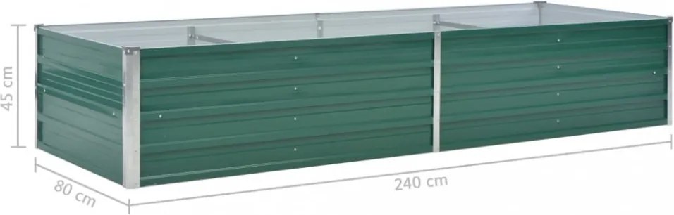 vidaXL zöld horganyzott acél kerti magaságyás 240 x 80 x 45 cm