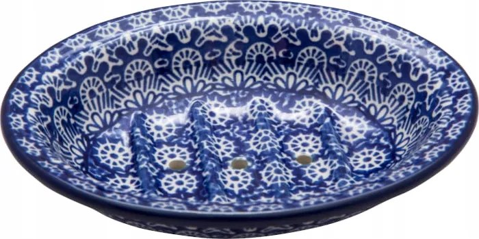 Szappantartó 14 cm lyukakkal Művészi kerámia Bolesławiec dek 0884