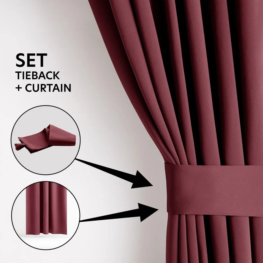 Borvörös dimout (részleges sötétítő) függöny 140x175 cm Kierra – Restilo