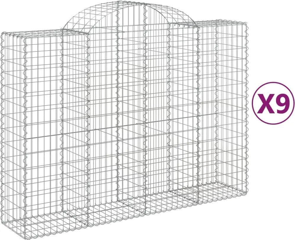 vidaXL 9 db íves horganyzott vas gabion kosár 200x50x140/160 cm