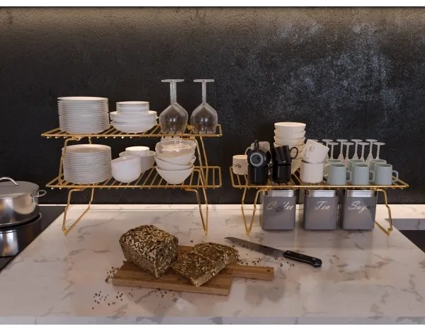 Polcrendező 42x19 cm arany