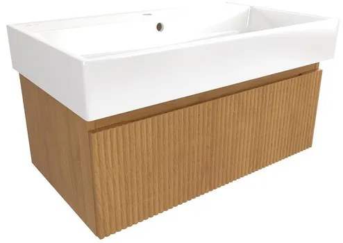 SAT Evolution Fürdőszobaszekrény mosdóval 78x30x44,5 cm méztölgy matt SATEVO80DMU2