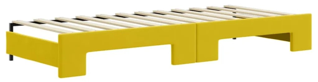 sárga kihúzható bársony heverő fiókkal 80 x 200 cm