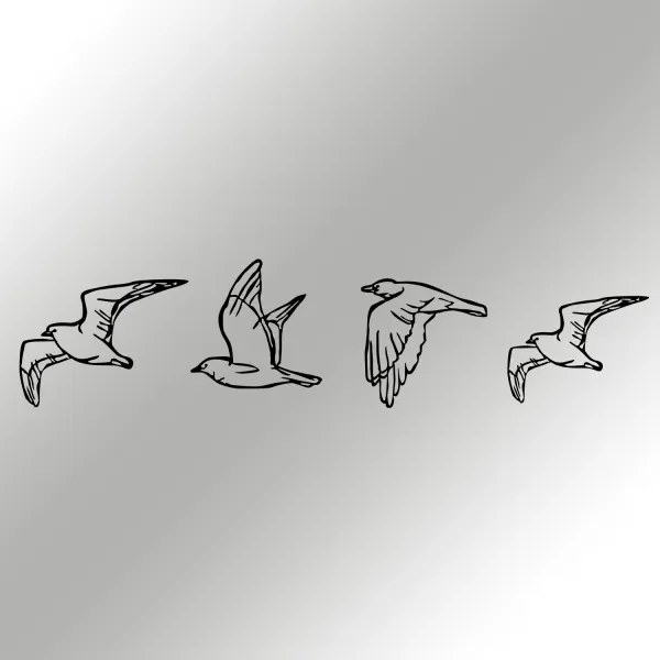 4 db fali madár dekoráció, fém