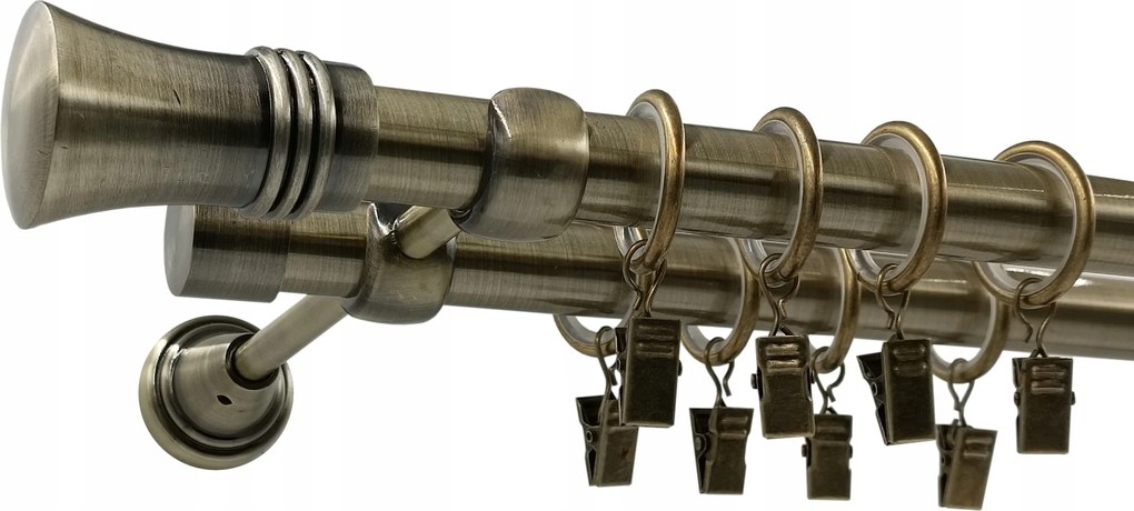 Fém Függönyrúd Lux 19+19mm galvanizált Antik Arany 160cm Végváltozatok