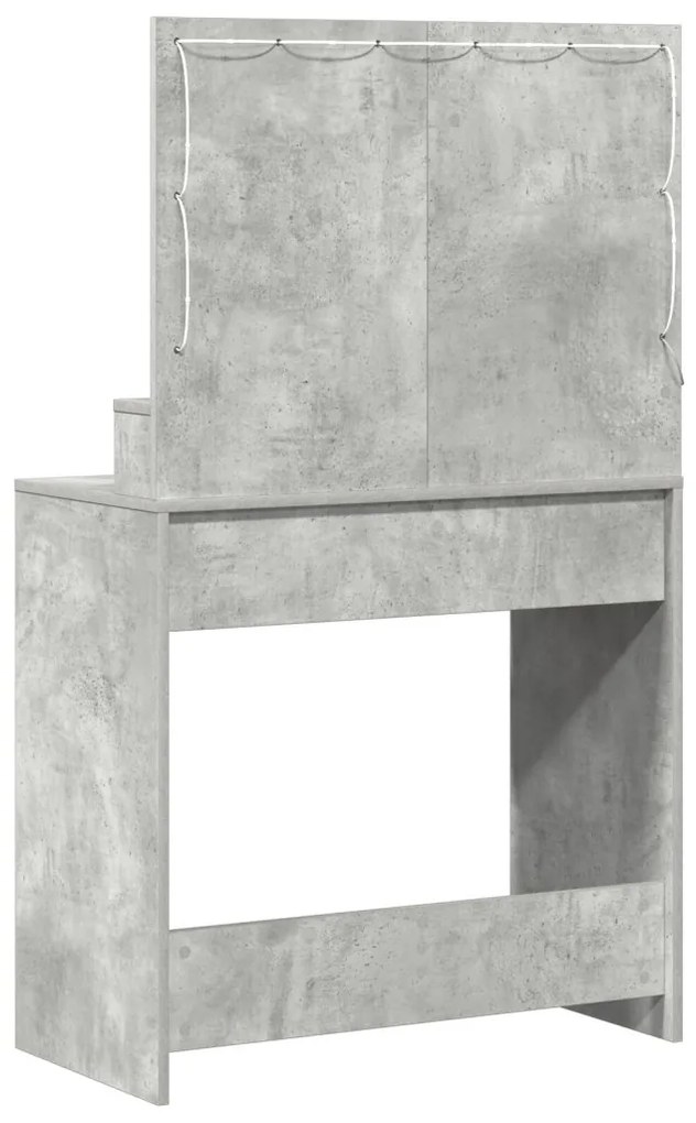 Sminkasztal LED Fényekkel Beton Szürke 79x41x135 cm