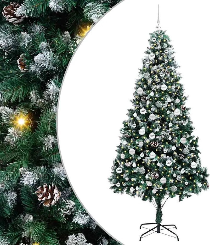 vidaXL Mű karácsonyfa 300 LED-del Zöld 210 cm PVC és Acél és Műanyag