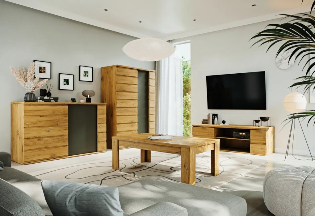 MIROLA TV asztal, 165x52x55, tölgy bijoux/antracit