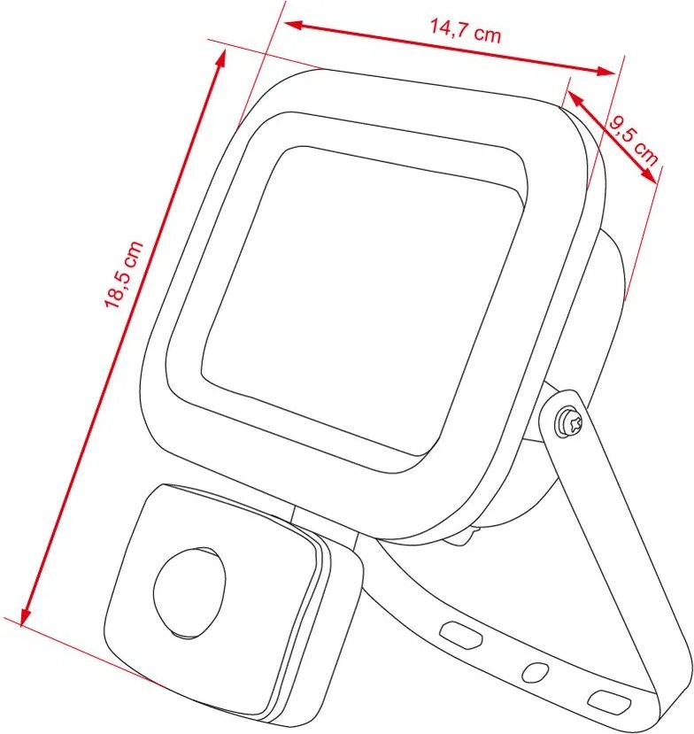 AVENBERG SENZOR energiatakarékos LED reflektor PIR mozgásérzékelővel, 20W