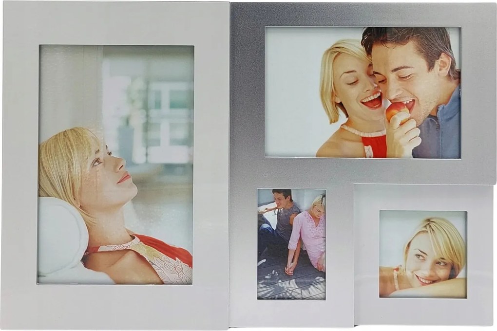 Multi képkeret 4 képhez fehér-ezüst ajándék