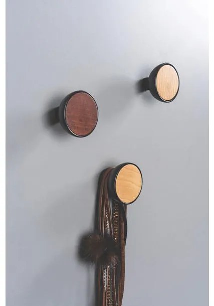 Fogas Viefe BOL gomb, fém + fa, matt fekete + mahagóni EI