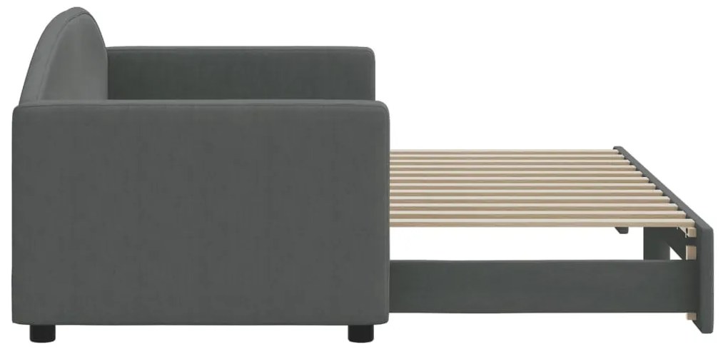 sötétszürke kihúzható szövet heverő 80 x 200 cm
