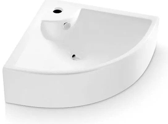 Bathco 0043 - Sarok falra szerelhető mosdó OPORTO 64,5x47 cm porcelán/fehér
