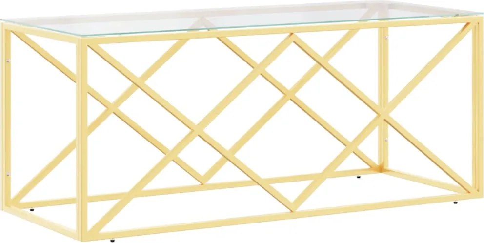 vidaXL üveg és rozsdamentes acél dohányzóasztal 110x45x45 cm
