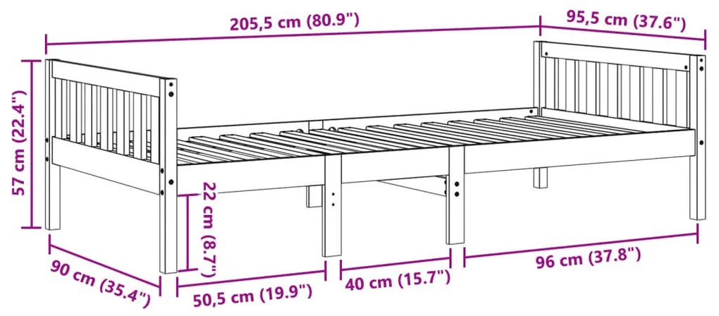 fehér tömör fenyőfa gyerekágy matrac nélkül 90 x 200 cm