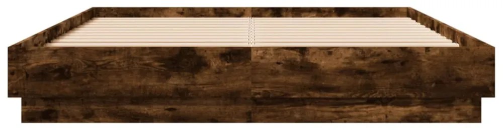 füstös tölgy színű ágykeret LED-világítással 120x200 cm