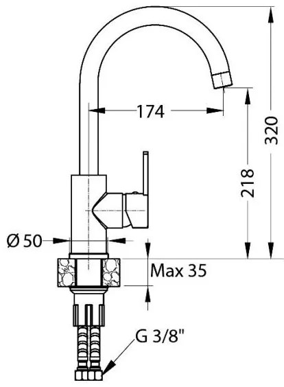 ALVEUS 1129054 - Mosogató csap TONIA 34 cm gránit/bézs