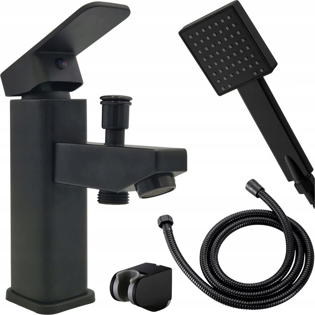 Kád Csaptelep Asztali Fekete Zuhanyszett Fülhallgatóval És Tömlővel