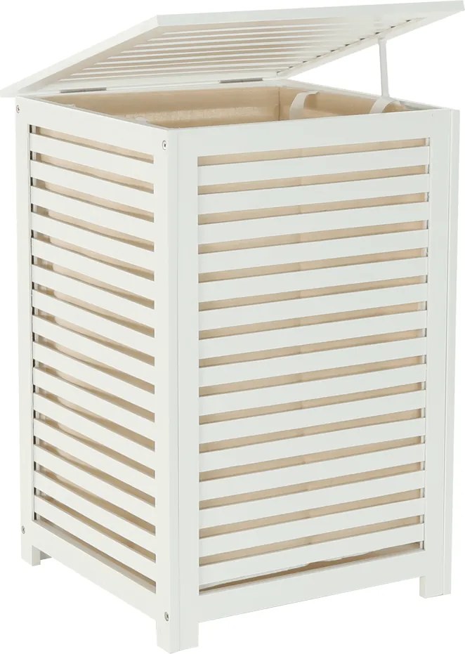 Szennyestartó kosár, lakkozott, banbusz/féher/bézs, BASKET