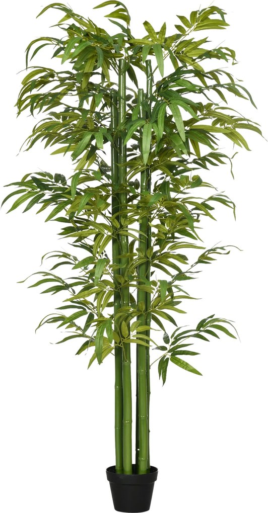 HOMCOM Műnövény, 180 cm Mű Bambuszfa, Műnövény Cserépben, Élethű Benti Növény a Nappaliba, Hálószobába, Zöld | Aosom