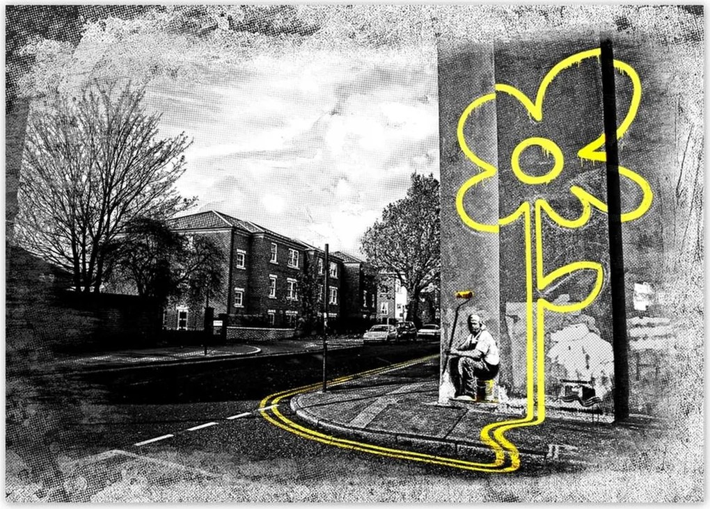 Poszter 70x50 Banksy sárga virág