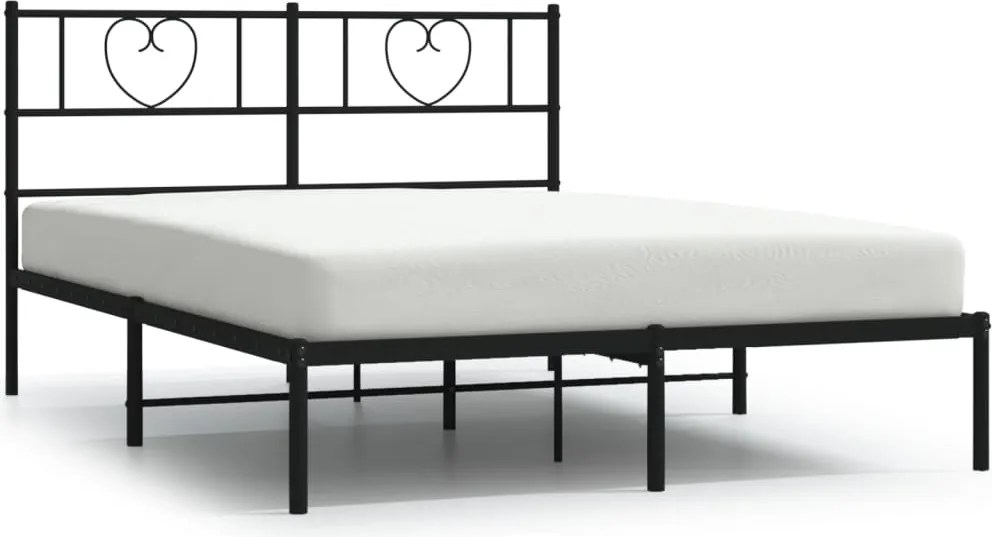 vidaXL fekete fém ágykeret fejtámlával 140 x 190 cm