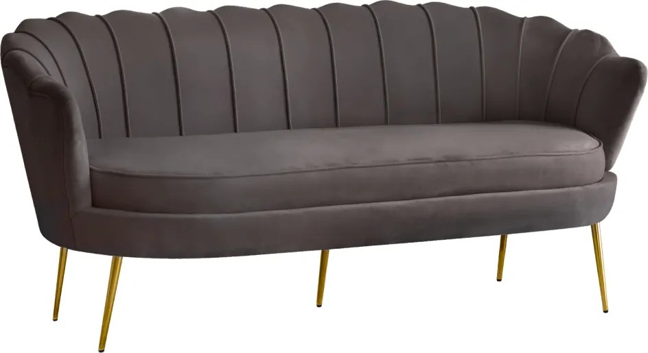 Luxus kanapé, 3 személyes, szürkésbarna Velvet szövet/arany, Art-deco, NOBLEO TYP 2