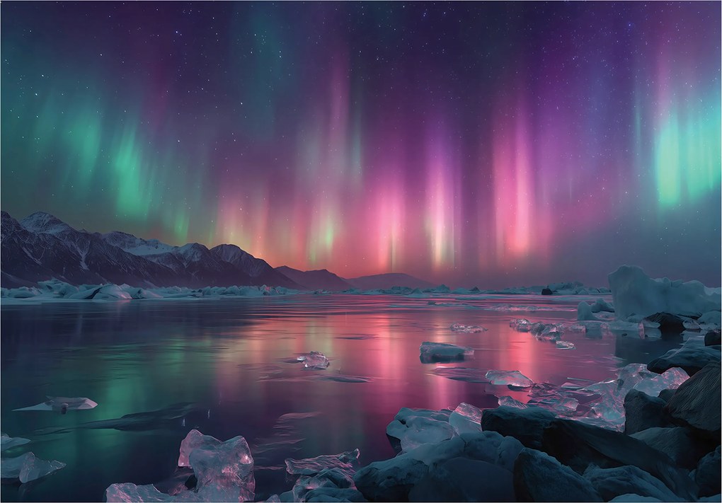 Fotótapéta Északi Fény Táj Hálószoba Nappali Tapéta Flizelina 250x175